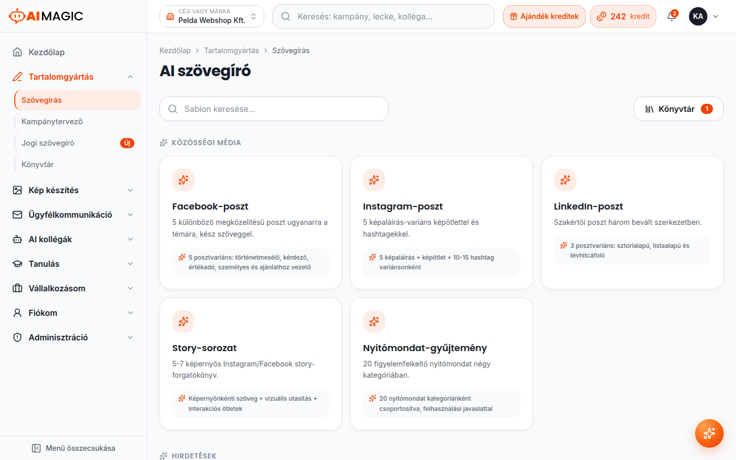 Az AI szövegíró: Facebook-, Instagram- és LinkedIn-poszt sablonok